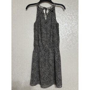 White House Black Market Sleeveless Keyhole Blouson Halter Top Dress Tie XXS‎